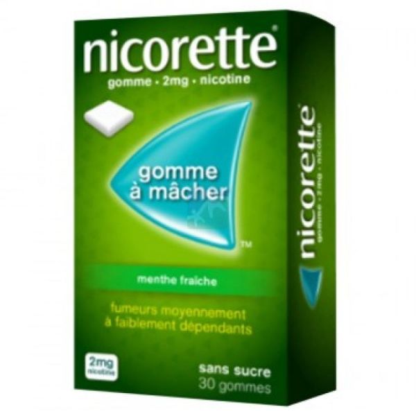 Nicorette 2 mg menthe fraîche 30 gommes