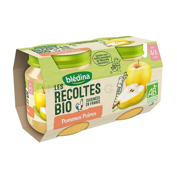 Bledina Récoltes Bio Compote Pommes Poires 2 x 130g