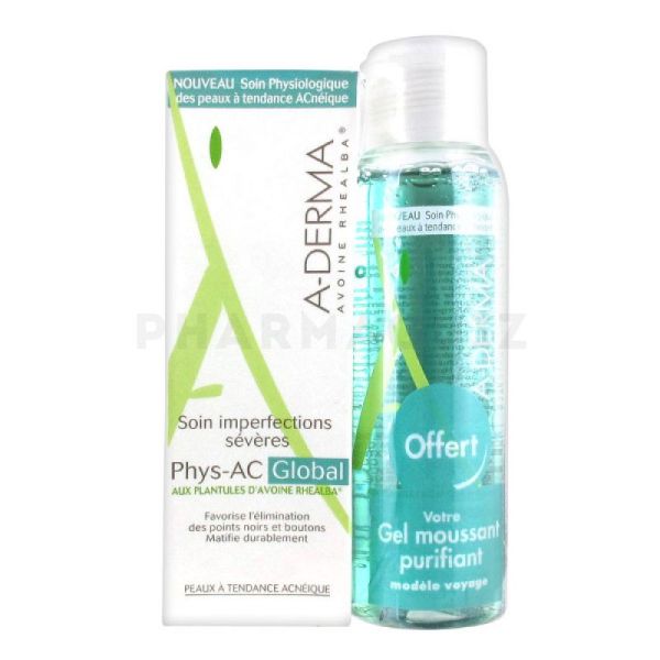 A-Derma Phys-Ac gel-crème anti-imperfections 40 ml + 1 Gel moussant purifiant format voyage offert