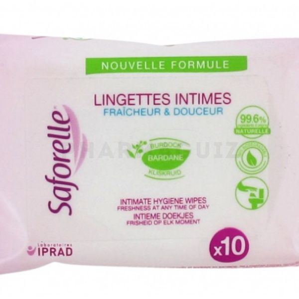SAFORELLE Pocket 10 lingettes intimes biodégradables