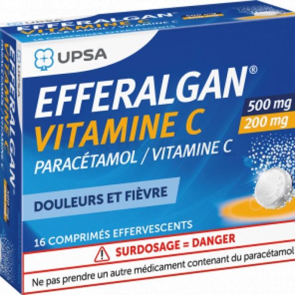 Efferalgan 500 mg Vitamine C 200 mg 16 comprimés effervescents