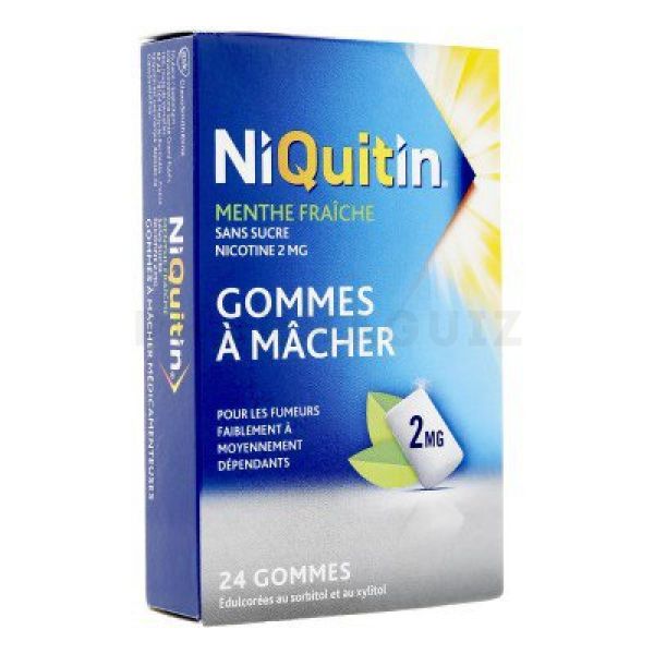 Niquitin 2 mg menthe fraîche sans sucre 24 gommes