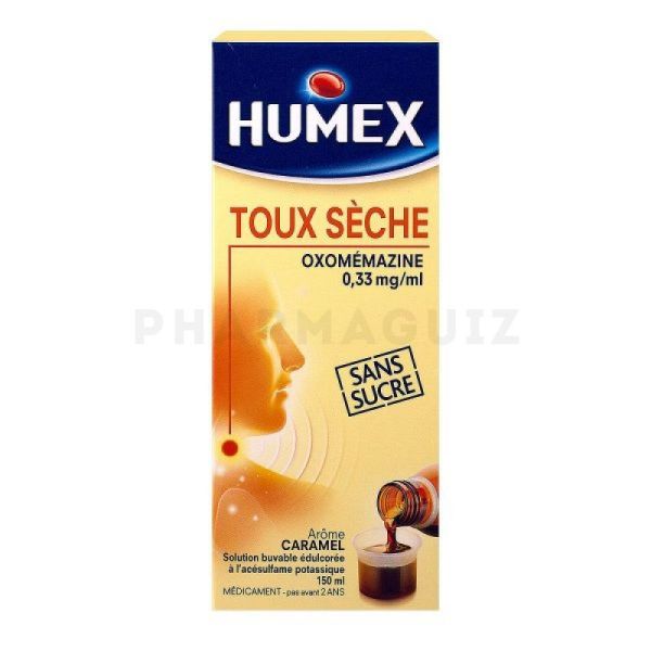 Humex Toux Sèche caramel sans sucre sirop 150 ml