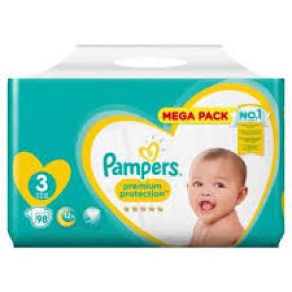 Pampers Premium Protection 98 couches Taille 3 (6-10 kg)