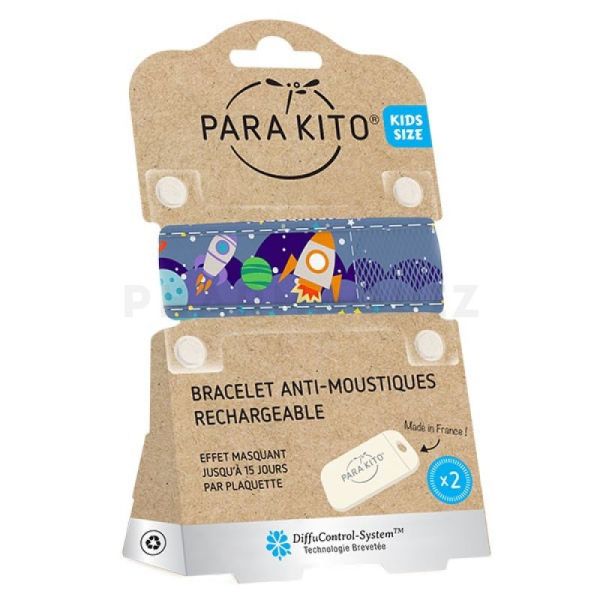 PARAKITO Bracelet anti-moustiques rechargeable enfant Space bleu