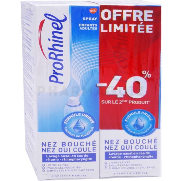 ProRhinel spray enfants-adultes lavage nasal - Lot de 2 sprays de 100 ml
