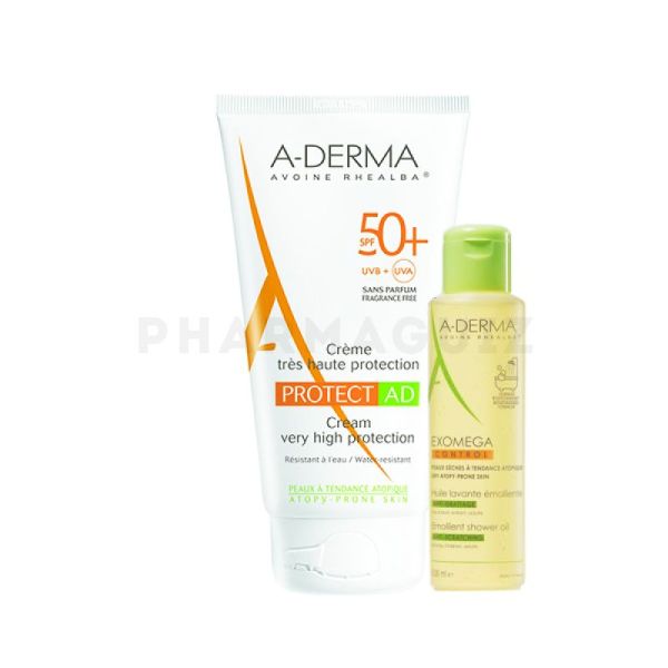 Aderma Protect AD Crème Très Haute Protection SPF50+ 150ml + Exomega Control Huile 100ml Offerte