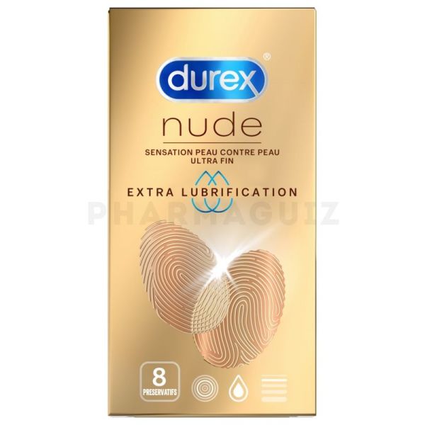 DUREX Nude Extra lubrification 8 préservatifs