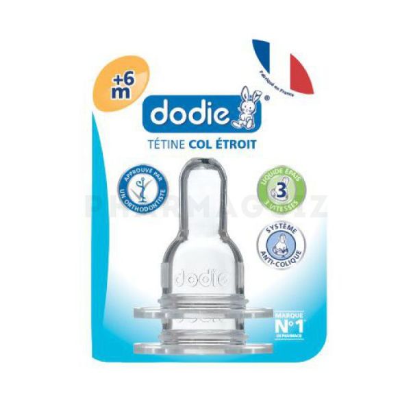 Dodie Pack de 2 Tétines Col Etroit 6 Mois+ Spécial Liquide Epais Transparent