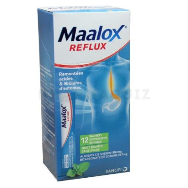 Maalox Reflux menthe sans sucre suspension buvable 12 sachets