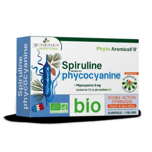 LES 3 CHÊNES Phyto Aromicell R' bio spiruline phycocyanine 20 ampoules